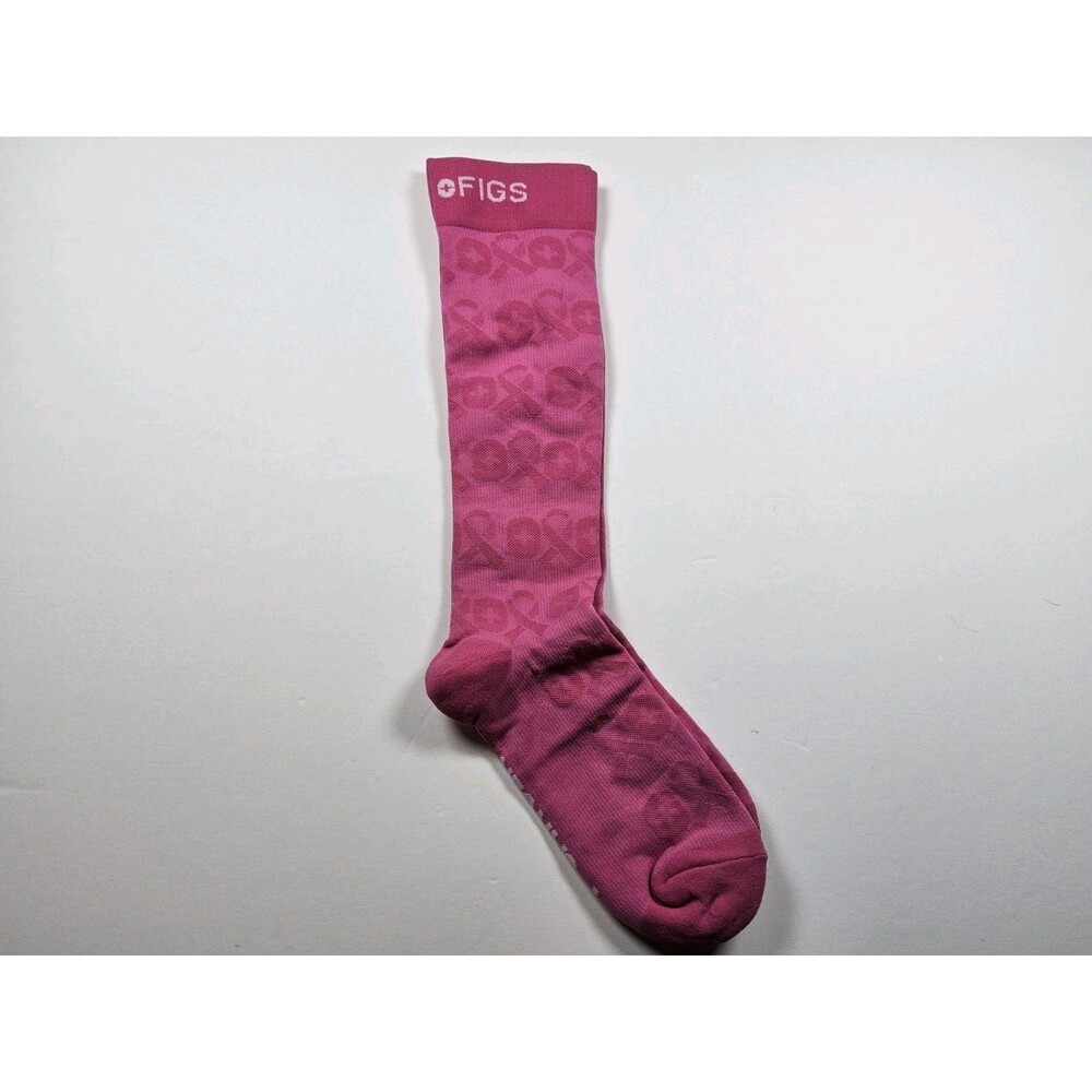 FIGS Compression F Cancer Medical Nurse Pink Socks Size L